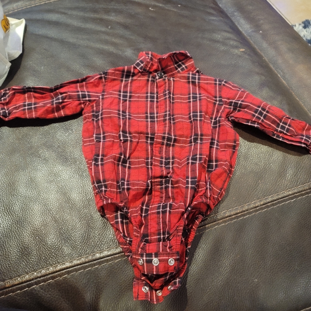 Children place red plaid onsie 12 -18 month